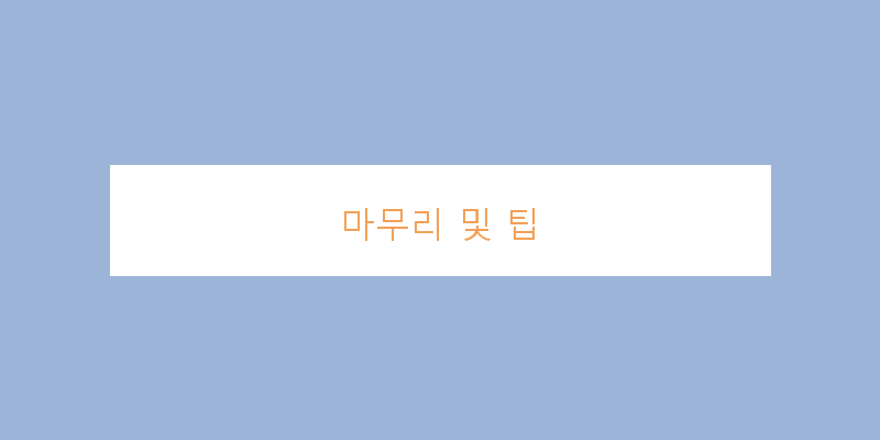 
  마무리 및 팁
 이미지