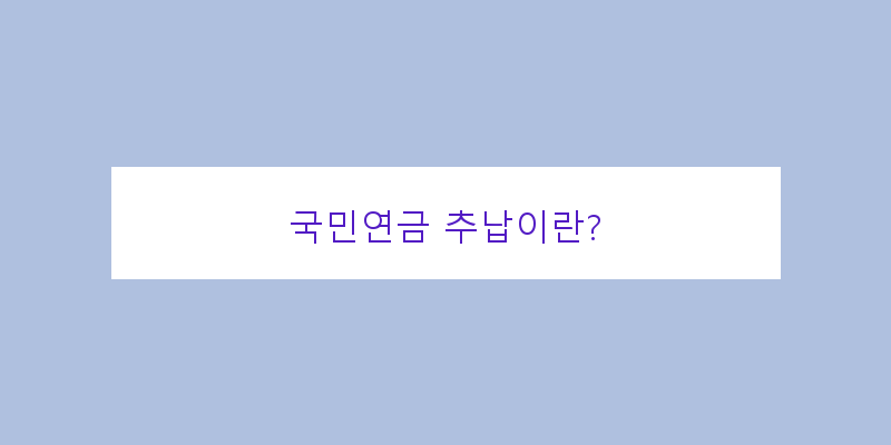 
  국민연금 추납이란?
 이미지